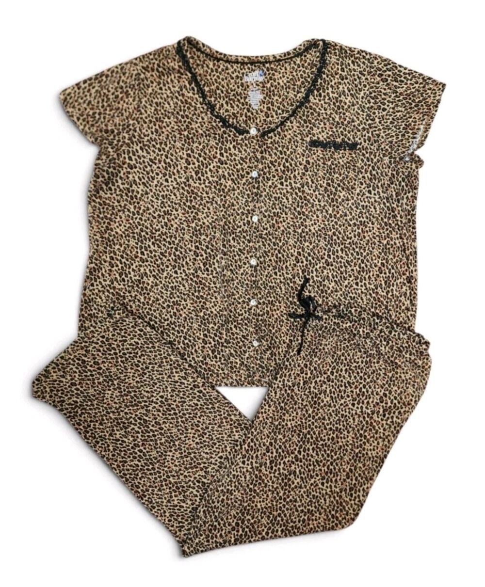 Croft & Barrow Women's Large L Soft Pajama Top & Pants Wild One Animal Print Set